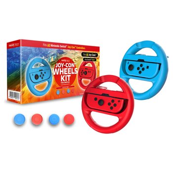 Maxx Tech Nintendo Switch 2/1 Joy-Con Racing Wheel Twin Pack - Blue & Red