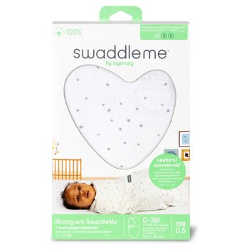 SwaddleMe by Ingenuity 0.5 Tog 0-3 Months Monogram Collection Sleeping Bag Scribble Elephant