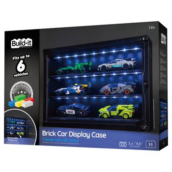 Build-It Car & Mini Figure Display Case LED Cabinet