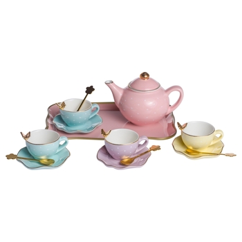 Deluxe Polka-Dots and Butterflies Porcelain Tea Set