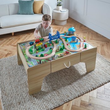 Squirrel Play Wooden Train Set Table 80 Pieces