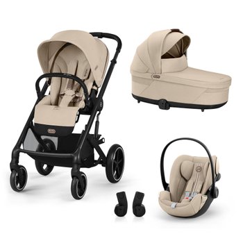 Cybex Balios S Lux Travel System One-Box Bundle with Cloud G i-Size R129 Car Seat Almond Beige