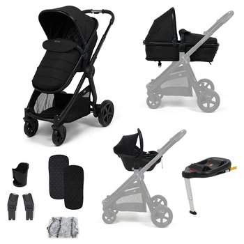 Panorama XTi by Babylo 2-in-1 Travel System & R129 Car Seat Onyx Black & EnfaSafe Car Seat Base Bundle