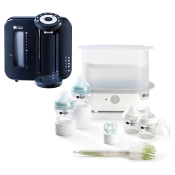 Tommee Tippee Perfect Prep Machine Black & SuperSteam Starter Set with Steriliser Bundle