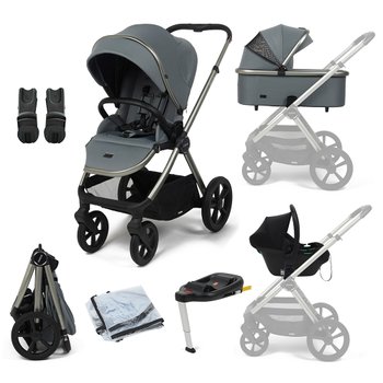 Zummi Zenith 3-in-1 Travel System Bundle with EnfaSafe Car Seat and ISOFix Base Pebble
