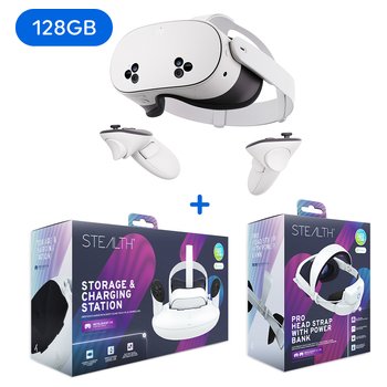 Meta Quest 3S 128GB & Stealth Pro Head Strap and Charging Station