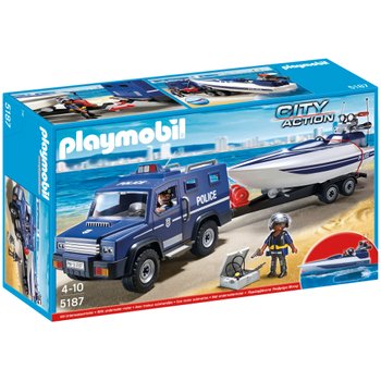 PLAYMOBIL City Action 5187 Polizei Truck mit Speedboot