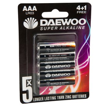 Daewoo Alkaline Batterien AAA LR03 1,5 V 5 Stück