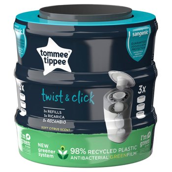 Tommee Tippee Twist & Click Advanced Nappy Bin Refill Cassettes 3 Pack