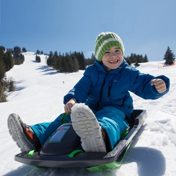 Dantoy - Lenkschlitten für Kinder ab 3 Jahren - Blau und Gelb - Mit Lenkrad  und Bremsen und Seil mit Griff - Kinderschlitten für den Wintersport - Der  Schlitten Wird in Dänemark