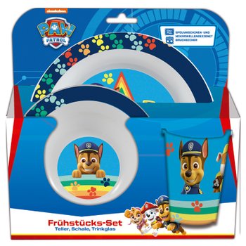 PAW Patrol Kindergeschirr 3er Frühstücksset mit Becher