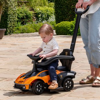Lamborghini Car 2-in-1 Push-Along Ride On Orange