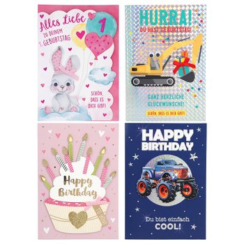 Geburtstagskarten und Grußkarten für Kinder sortiert
