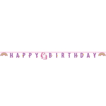 Eenhoorn Slinger Happy Birthday paars