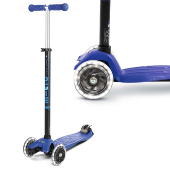 Micro Maxi Plus 3 Wheel Scooter with LED Wheels Blue