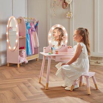 Dimples Wooden Light-Up Vanity Table and Stool