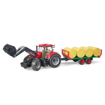 Bruder 1:16 Case IH Optum Tractor with Trailer & 8 Bales