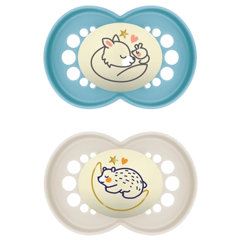 MAM Schnuller 6-16 Silikon Gr. 2 Original Night 2er Set sortiert