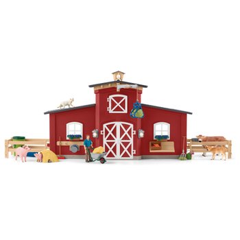 schleich Farm World 42606 Large Barn with Animals and Accessories Playset