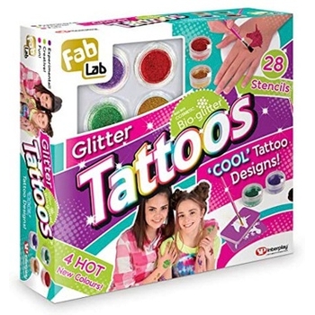FabLab Glitter Tattoo Set met 28 sjablonen en BioGlitter