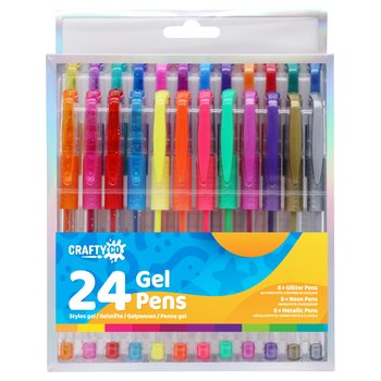 Crafty Co. Gel Pens Glitter Neon and Metallic Set 24 Piece