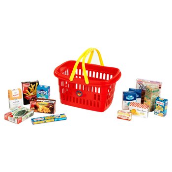 Panier de Courses en Plastique avec Double Anse pour Dinette 14 Pièces