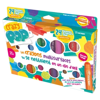 Crazy Pop - Boîte De 24 Crayons De Couleurs Multisurfaces