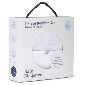 Baby Elegance Crib 4 Piece Bedding Set Safari 90 x 50cm