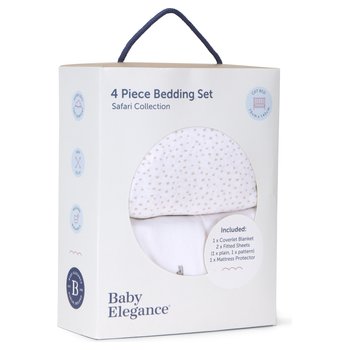 Baby Elegance Cot Bed 4 Piece Bedding Set Safari 140 x 70cm