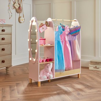 Dimples Wooden Dress-Up Rack with Light-Up Mirror