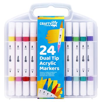 Crafty Co. Dual Tip Acrylic Twin Markers with Storage Case Set 24 Piece