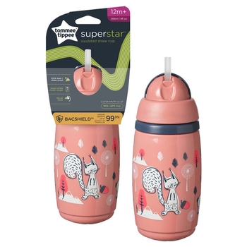 Tommee Tippee - Tasse Isotherme avec Paille Superstar 300 ml - Rose
