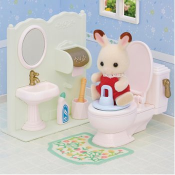 Sylvanian Families Meubels 5740 Toilet met Wastafel en Accessoires