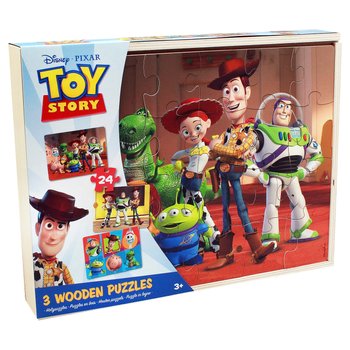 Disney Toy Story 24 Piece Wooden Puzzles 3 Pack with Storage Tray