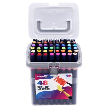 Crafty Co. Professional Dual Tip Alcohol Markers Set with Carry Case 48 Colours