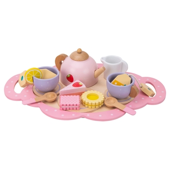 Keukenhoek Houten Theeset roze