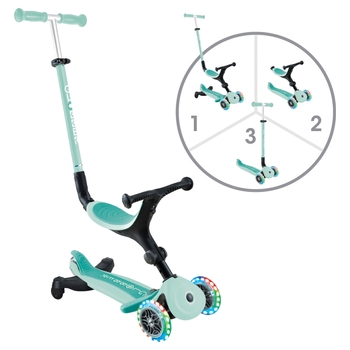 Globber 3-in-1 Roller GO UP ACTIVE LIGHTS Scooter 360 Dreirad und Laufrad Mint