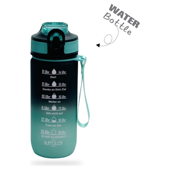 Trinkflasche mit Markierungen 500 ml schwarz/türkis