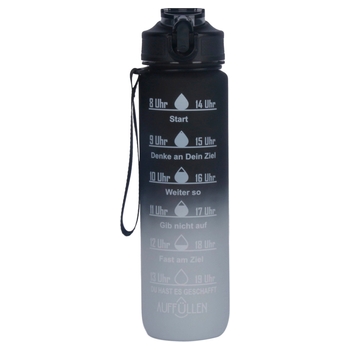 Trinkflasche mit Markierungen 1.000 ml schwarz/grau