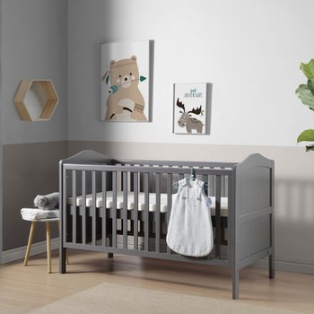 Nested Sorrento Wooden Cot Bed Charcoal