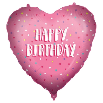 Folieballon Happy Birthday Hart roze