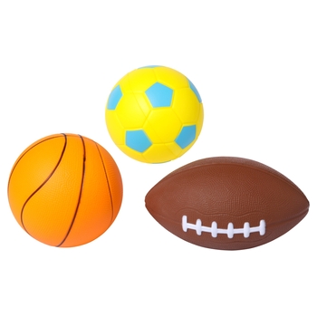 Soft Foam Sports Balls 3 Pack Assortment