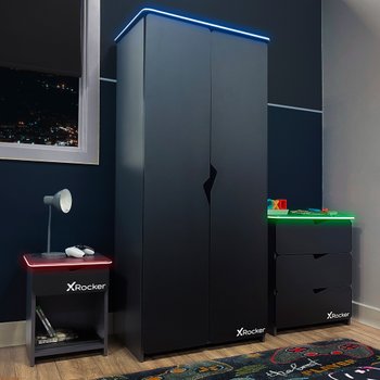 X Rocker Carbon-Tek Lite 3PC Furniture Range - Bedside Table, Chest of Drawers and Wardrobe