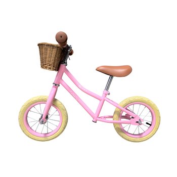 12 Zoll Laufrad mit Weidenkörbchen pink