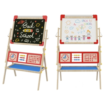 Kindertafel aus Holz mit Whiteboard und Lernspielen