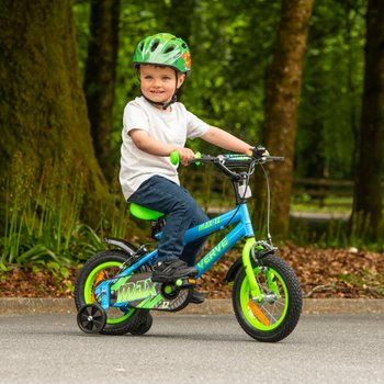 12 Zoll Kinderfahrrad Verve Max mit Stützrädern blau/grün