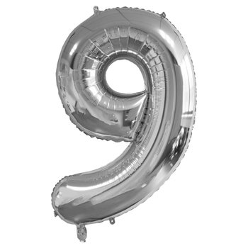 Folienballon Zahl 9 silber Gr. 82 cm