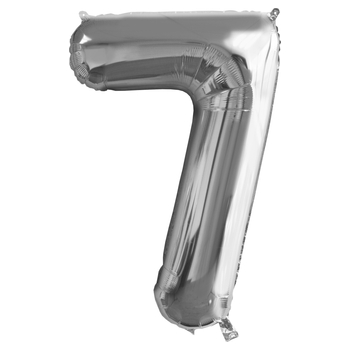 Folienballon Zahl 7 silber Gr. 82 cm