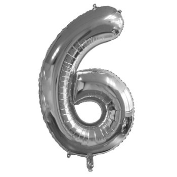 Folienballon Zahl 6 silber Gr. 82 cm