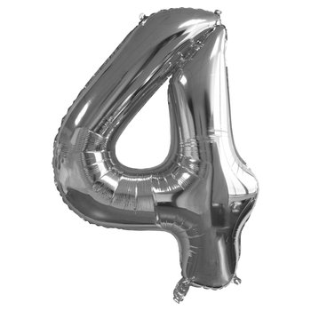 Folienballon Zahl 4 silber Gr. 82 cm
